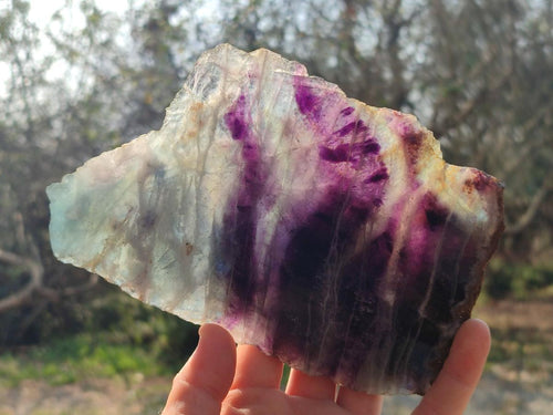 Polished and Natural Watermelon Fluorite Slices x 2 From Uis, Namibia - Toprock Gemstones and Minerals 
