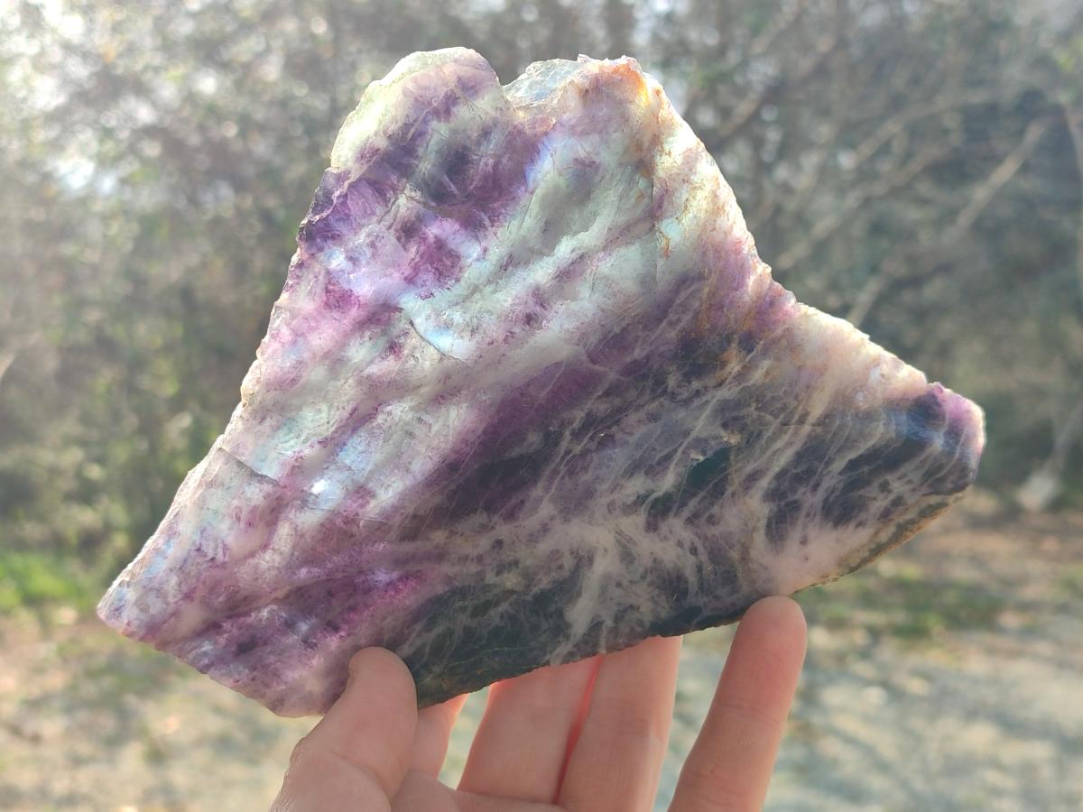 Polished and Natural Watermelon Fluorite Slices x 2 From Uis, Namibia - Toprock Gemstones and Minerals 