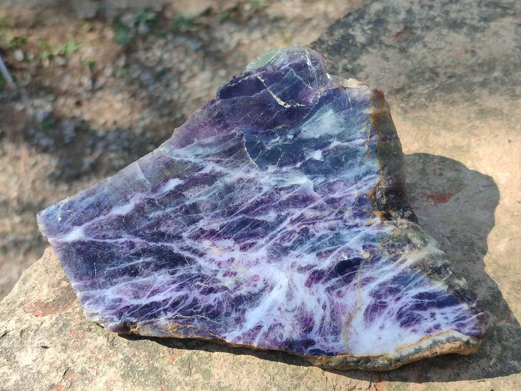 Polished and Natural Watermelon Fluorite Slices x 2 From Uis, Namibia - Toprock Gemstones and Minerals 