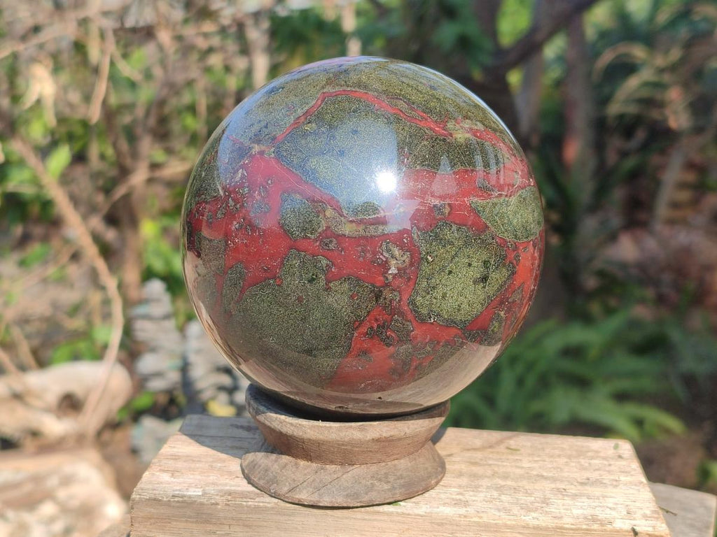 Polished and Natural Large Bastite Dragonsblood Stone Sphere x 1 From Tshipise, South Africa - Toprock Gemstones and Minerals 