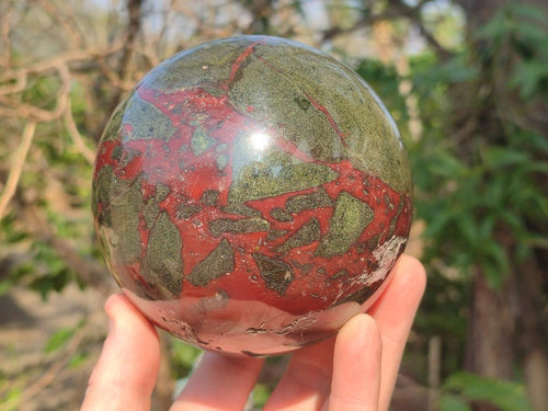 Polished and Natural Large Bastite Dragonsblood Stone Sphere x 1 From Tshipise, South Africa - Toprock Gemstones and Minerals 