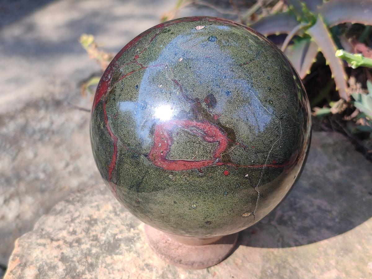 Polished and Natural Large Bastite Dragonsblood Stone Sphere x 1 From Tshipise, South Africa - Toprock Gemstones and Minerals 