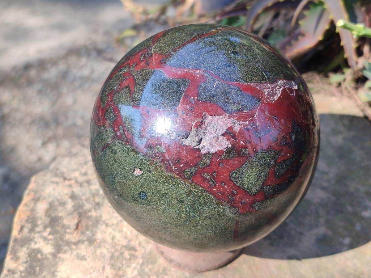 Polished and Natural Large Bastite Dragonsblood Stone Sphere x 1 From Tshipise, South Africa - Toprock Gemstones and Minerals 