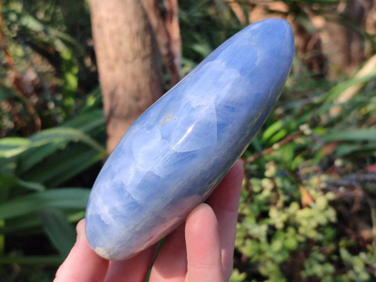 Polished Blue Calcite Standing Display Pieces x 2 From Madagascar - Toprock Gemstones and Minerals 
