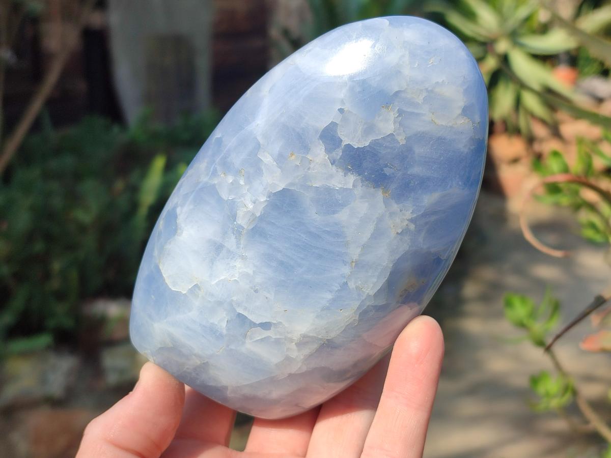 Polished Blue Calcite Standing Display Pieces x 2 From Madagascar - Toprock Gemstones and Minerals 