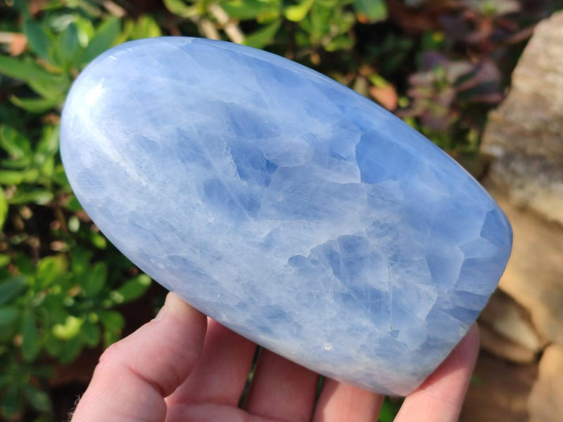 Polished Blue Calcite Standing Display Pieces x 2 From Madagascar - Toprock Gemstones and Minerals 