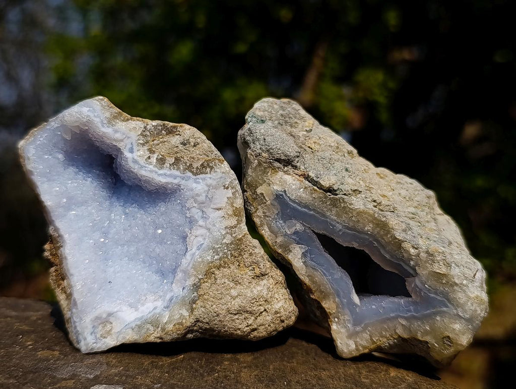 Natural Blue Lace Agate Geode Specimens x 12 From Nsanje, Malawi - Toprock Gemstones and Minerals 