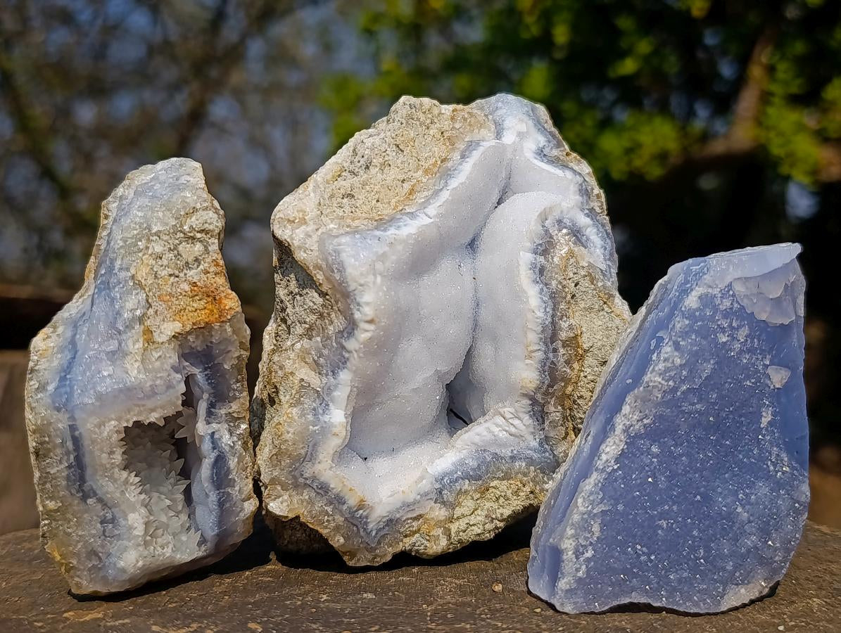 Natural Blue Lace Agate Geode Specimens x 12 From Nsanje, Malawi - Toprock Gemstones and Minerals 