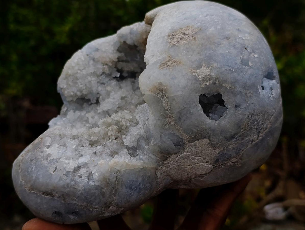 Polished and Natural XL Blue Celestite Heart x 1 From Sakoany, Madagascar - Toprock Gemstones and Minerals 