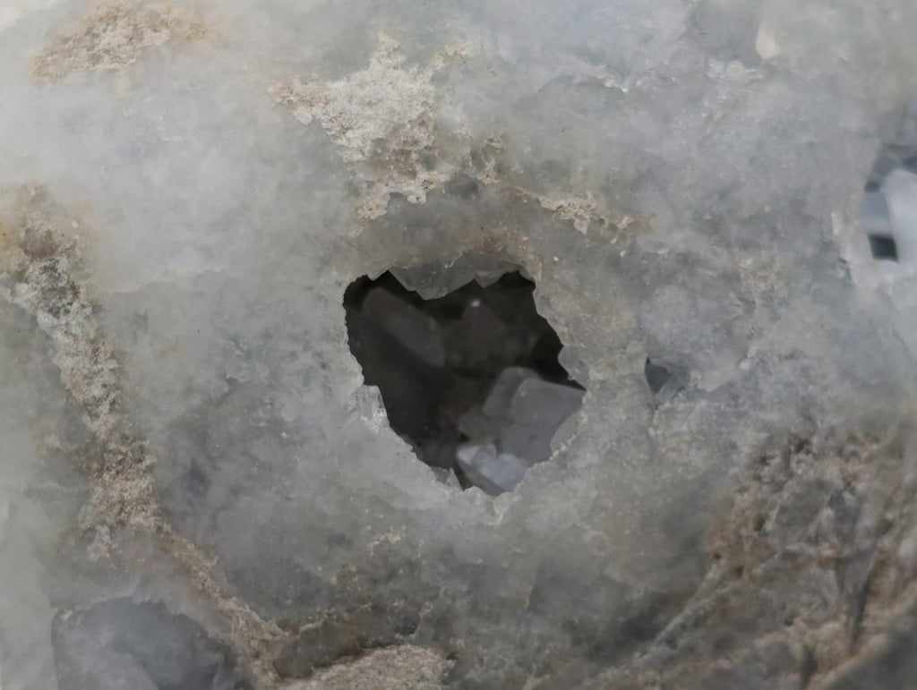 Polished and Natural XL Blue Celestite Heart x 1 From Sakoany, Madagascar - Toprock Gemstones and Minerals 