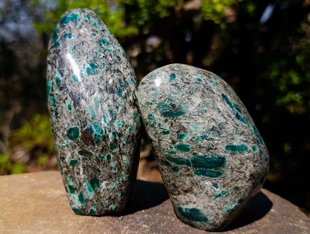 Polished Emerald Mica 'Mutokolite' Standing Display Pieces x 3 From Mutoko, Zimbabwe - Toprock Gemstones and Minerals 