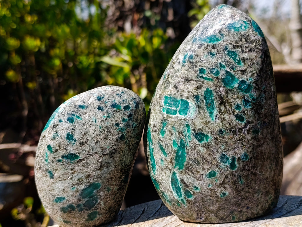 Polished Emerald Mica 'Mutokolite' Standing Display Pieces x 3 From Mutoko, Zimbabwe - Toprock Gemstones and Minerals 