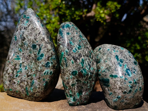 Polished Emerald Mica 'Mutokolite' Standing Display Pieces x 3 From Mutoko, Zimbabwe - Toprock Gemstones and Minerals 