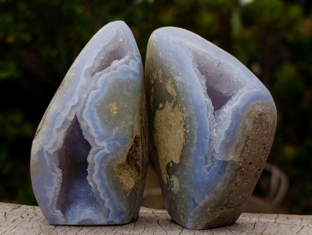 Polished Blue Lace Agate Standing Display Pieces x 6 From Nsanje, Malawi - Toprock Gemstones and Minerals 