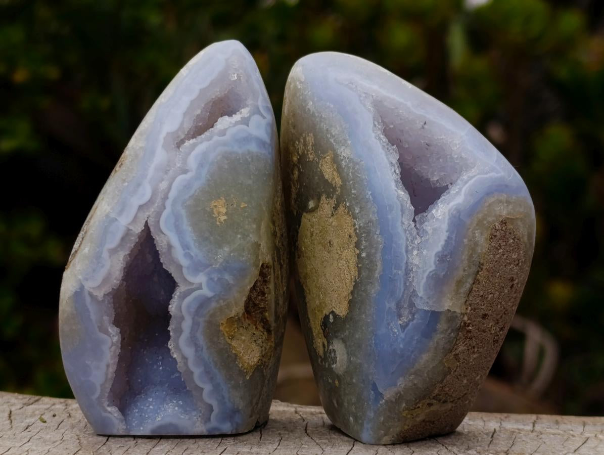 Polished Blue Lace Agate Standing Display Pieces x 6 From Nsanje, Malawi - Toprock Gemstones and Minerals 