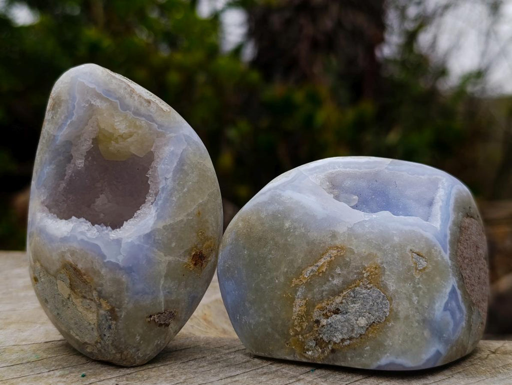 Polished Blue Lace Agate Standing Display Pieces x 6 From Nsanje, Malawi - Toprock Gemstones and Minerals 