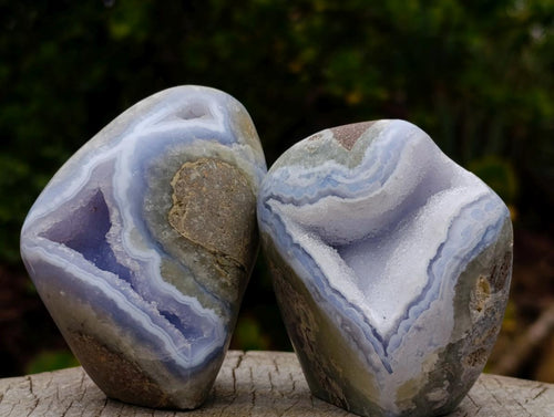 Polished Blue Lace Agate Standing Display Pieces x 6 From Nsanje, Malawi - Toprock Gemstones and Minerals 