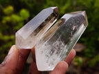 Polished Smokey Window Quartz Double Terminated Crystals and Crystals x 6 From Akansobe, Madagascar - Toprock Gemstones and Minerals 