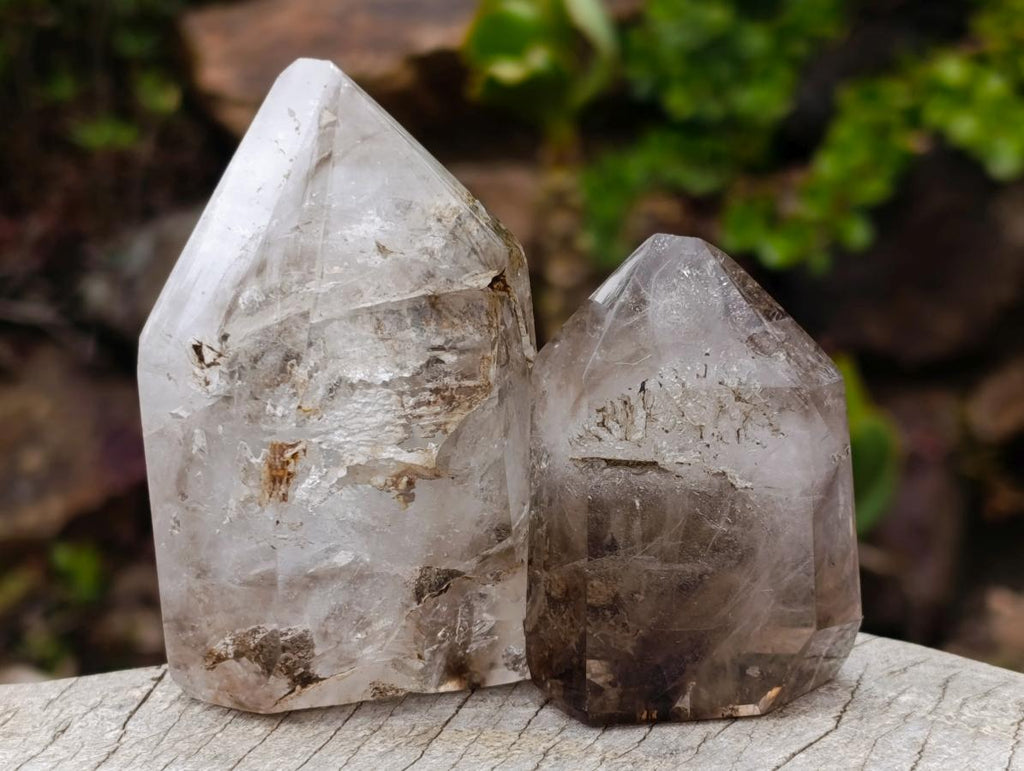 Polished Smokey Window Quartz Double Terminated Crystals and Crystals x 6 From Akansobe, Madagascar - Toprock Gemstones and Minerals 