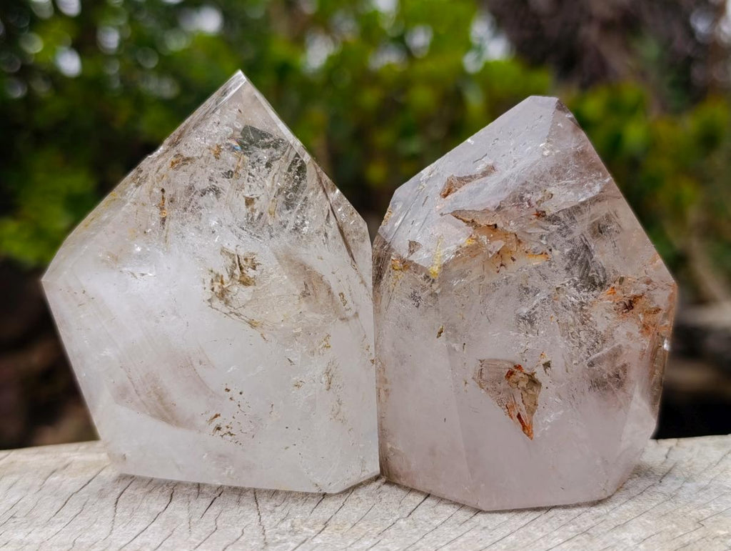 Polished Smokey Window Quartz Double Terminated Crystals and Crystals x 6 From Akansobe, Madagascar - Toprock Gemstones and Minerals 