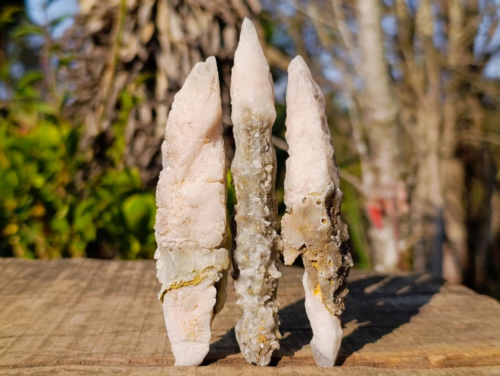 Natural Drusy Quartz Coated "Cock Spur" Calcite Crystals x 24 From Albert's Mountain, Lesotho - Toprock Gemstones and Minerals 