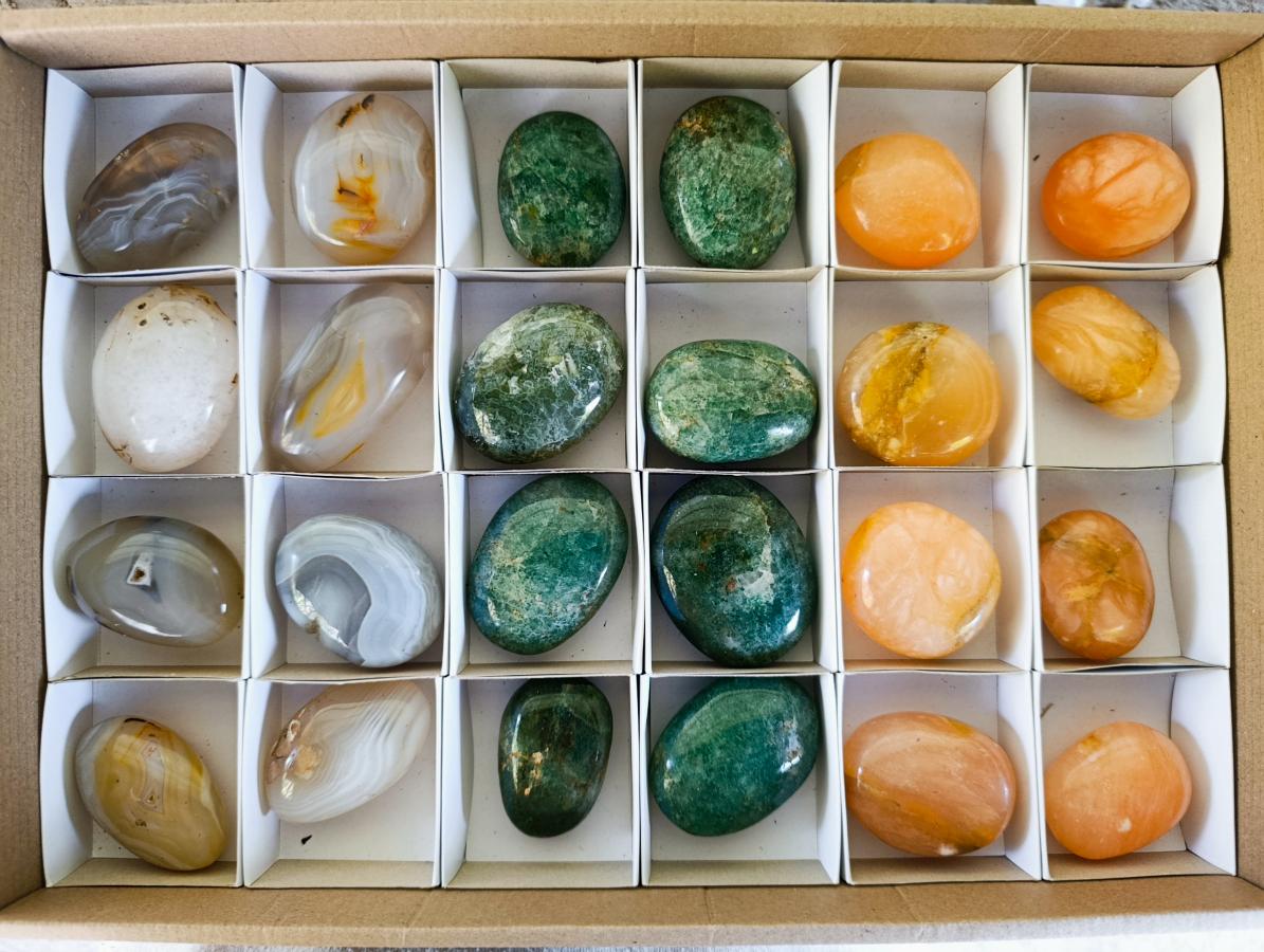 Polished Mixed Multi Mineral Galets x 24 From Madagascar - Toprock Gemstones and Minerals 
