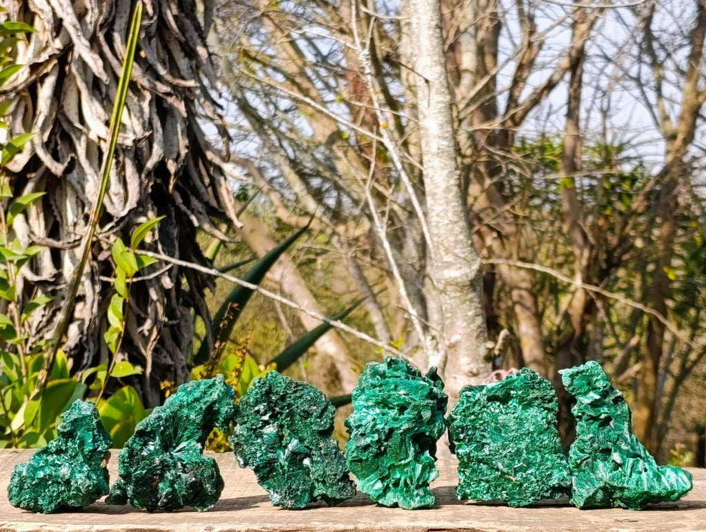 Natural Silky Malachite Specimens x 6 From Kasompe, Congo - Toprock Gemstones and Minerals 
