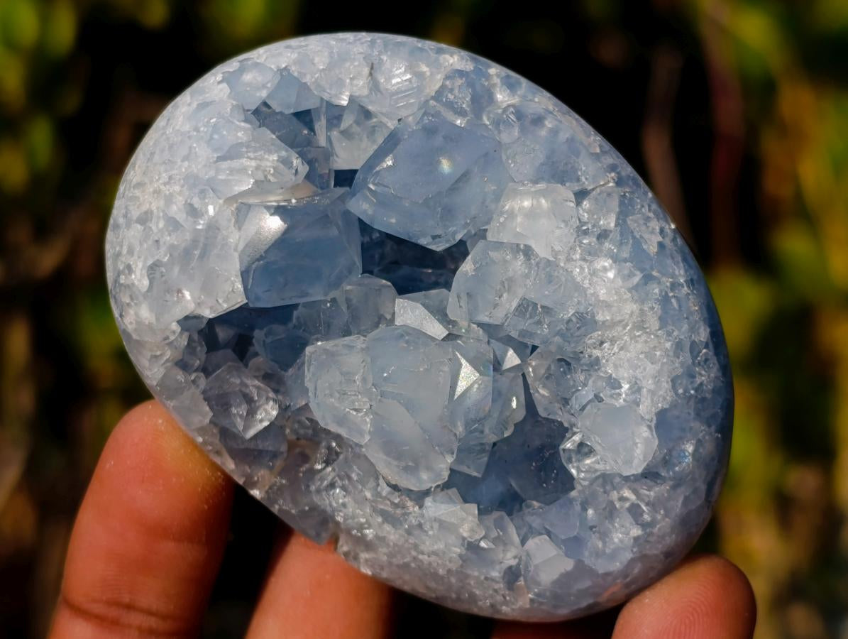 Polished and Natural Blue Celestite Free Forms x 6 From Sakoany, Madagascar - Toprock Gemstones and Minerals 
