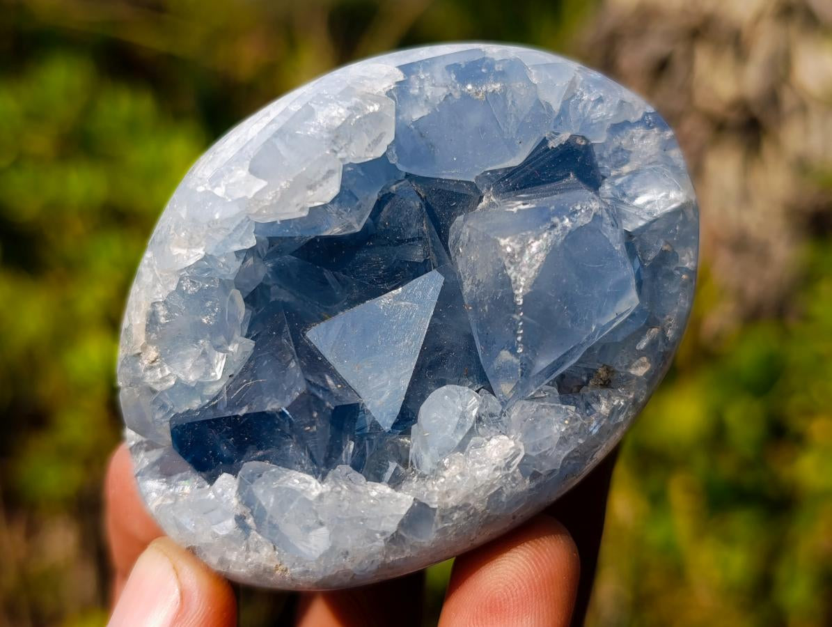 Polished and Natural Blue Celestite Free Forms x 6 From Sakoany, Madagascar - Toprock Gemstones and Minerals 
