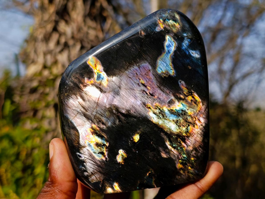 Polished Spectrolite Labradorite Standing Display Pieces x 2 From Madagascar - Toprock Gemstones and Minerals 