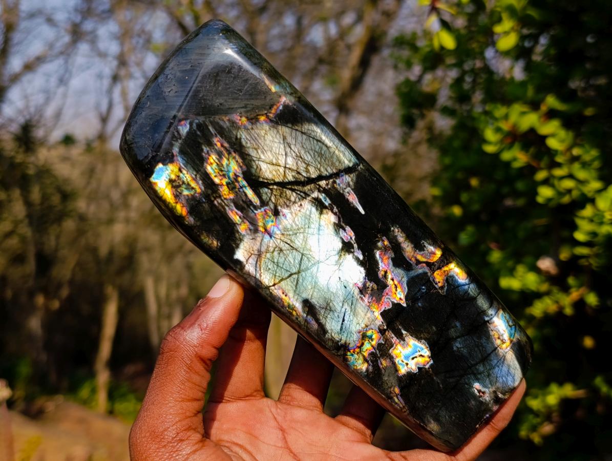 Polished Spectrolite Labradorite Standing Display Pieces x 2 From Madagascar - Toprock Gemstones and Minerals 