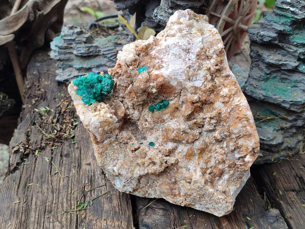 Natural Large Dioptase Specimen with Feldspar x 1 From Kaokoveld Namibia - Toprock Gemstones and Minerals 