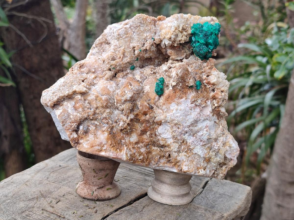 Natural Large Dioptase Specimen with Feldspar x 1 From Kaokoveld Namibia - Toprock Gemstones and Minerals 