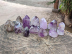 Polished Smokey Window Amethyst Crystals x 12 From Akansobe, Madagascar - Toprock Gemstones and Minerals 