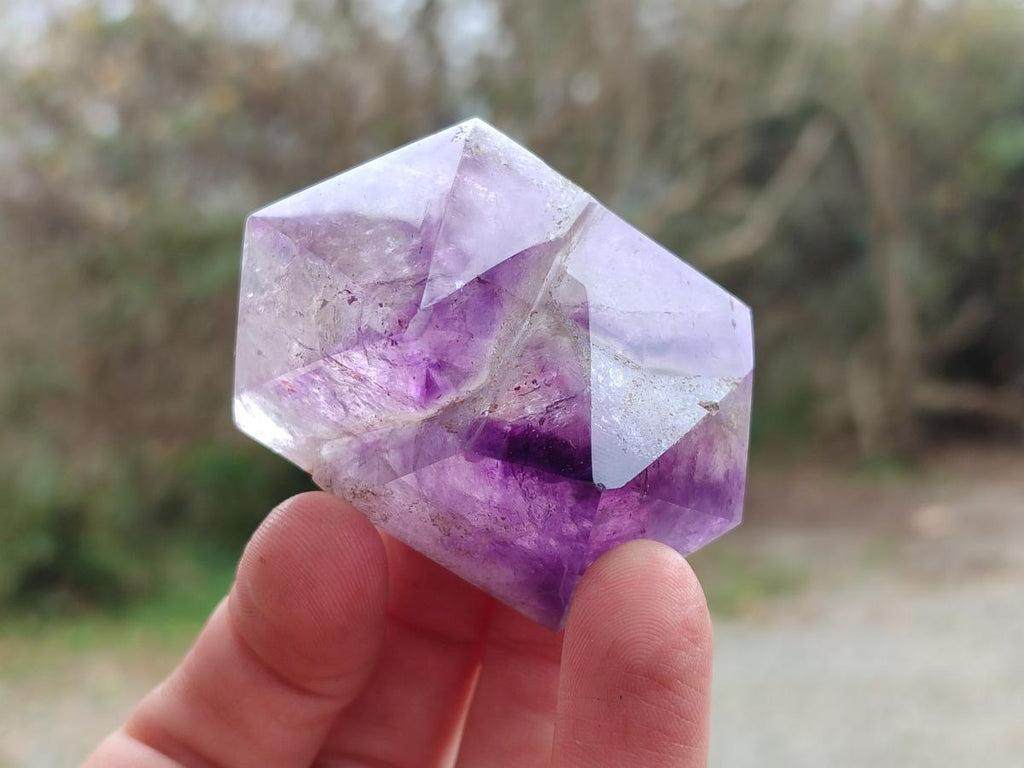Polished Smokey Window Amethyst Crystals x 12 From Akansobe, Madagascar - Toprock Gemstones and Minerals 