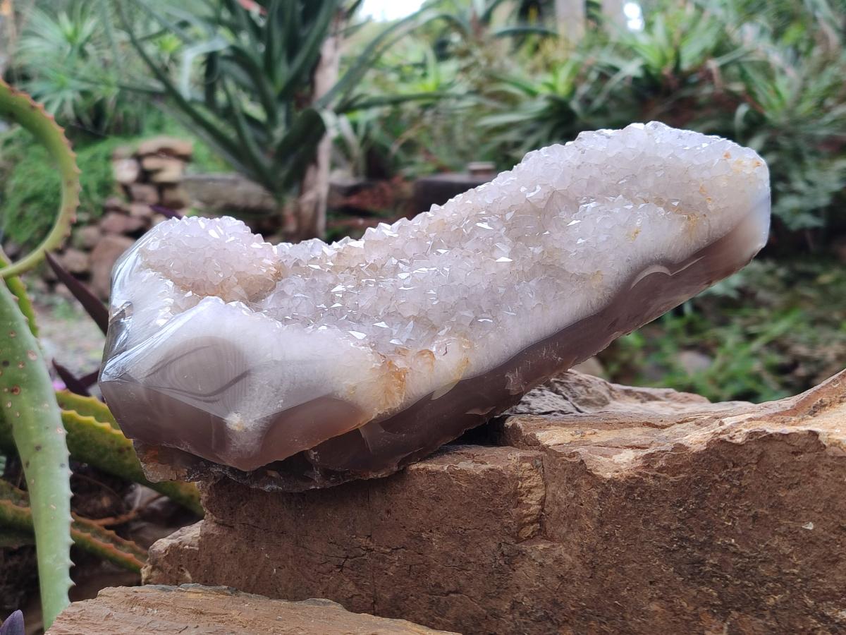 Polished and Natural Large Banded Agate Plaque x 1 From Maintirano, Madagascar - Toprock Gemstones and Minerals 