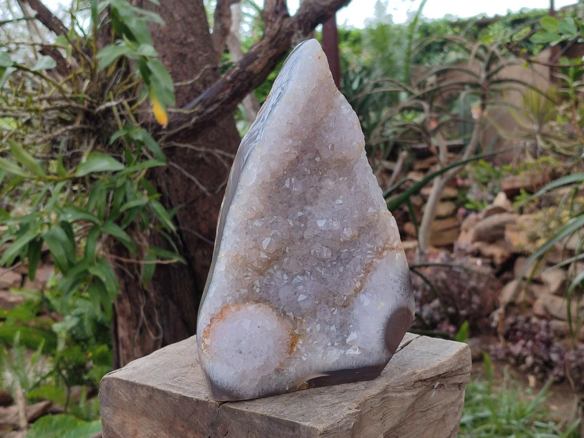 Polished and Natural Large Banded Agate Plaque x 1 From Maintirano, Madagascar - Toprock Gemstones and Minerals 