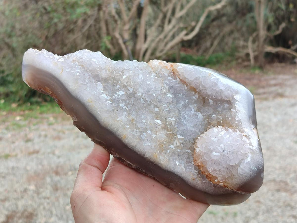 Polished and Natural Large Banded Agate Plaque x 1 From Maintirano, Madagascar - Toprock Gemstones and Minerals 