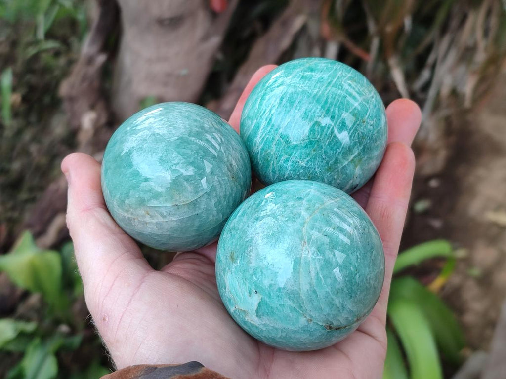 Polished Amazonite Spheres x 4 From Madagascar - Toprock Gemstones and Minerals 