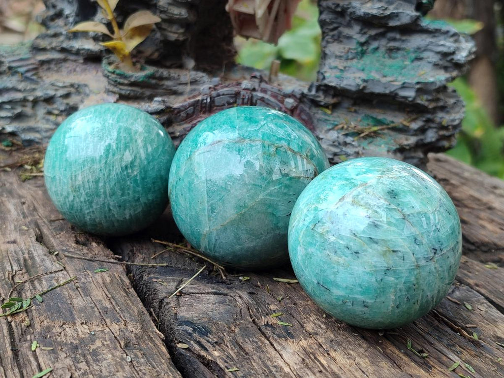 Polished Amazonite Spheres x 4 From Madagascar - Toprock Gemstones and Minerals 