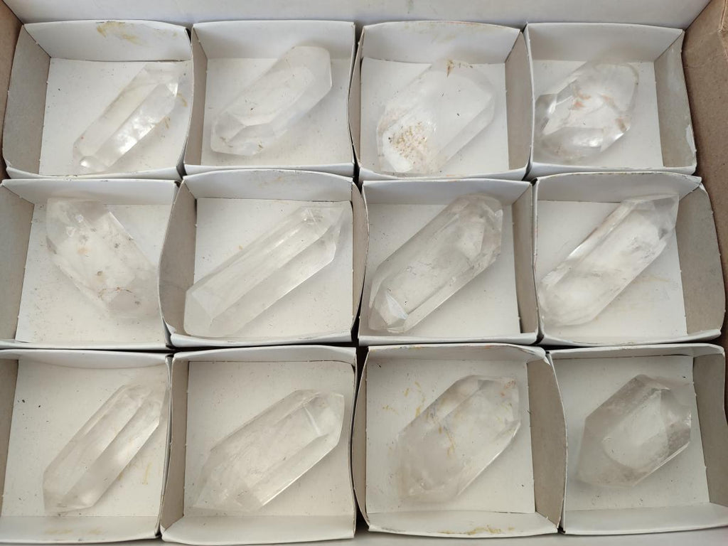 Polished Double Terminated Clear Quartz Crystals x 12 From Madagascar - Toprock Gemstones and Minerals 
