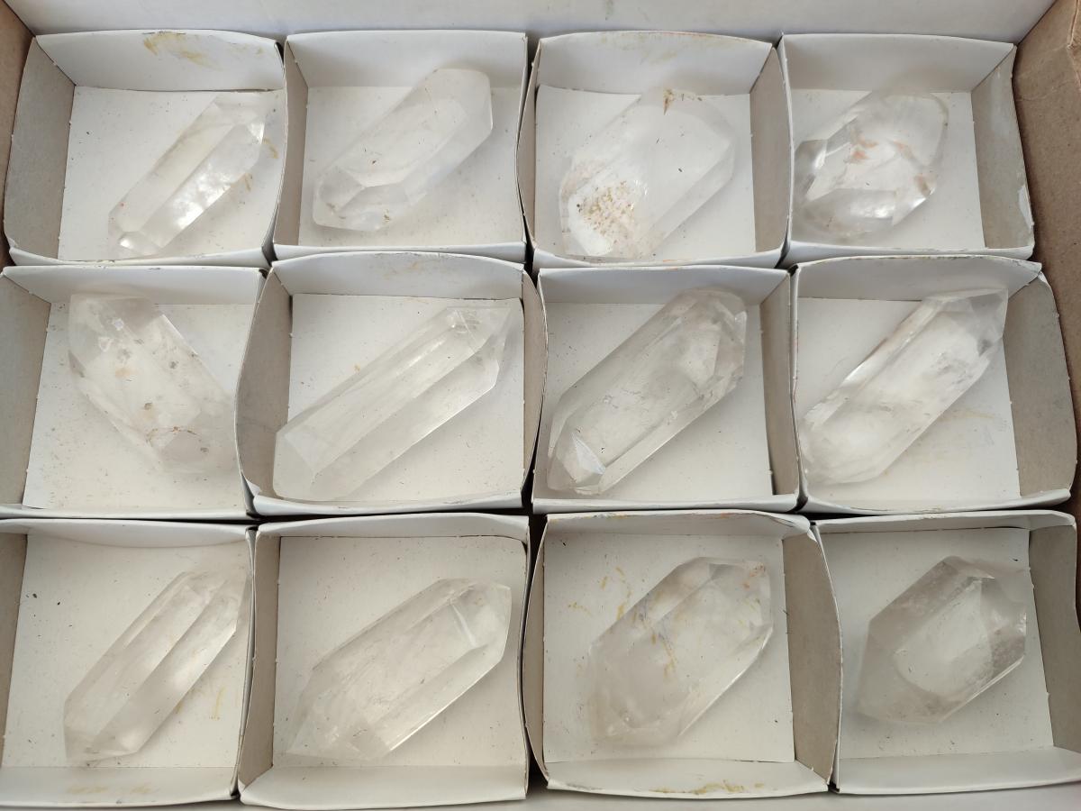 Polished Double Terminated Clear Quartz Crystals x 12 From Madagascar - Toprock Gemstones and Minerals 