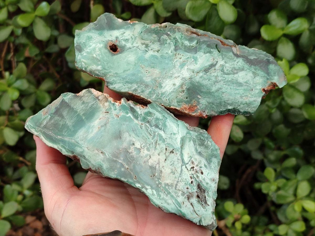 Polished One Side Great Dyke Mtorolite Chrysoprase Slices x 6 From Great Dyke Mountain Range, Zimbabwe - Toprock Gemstones and Minerals 