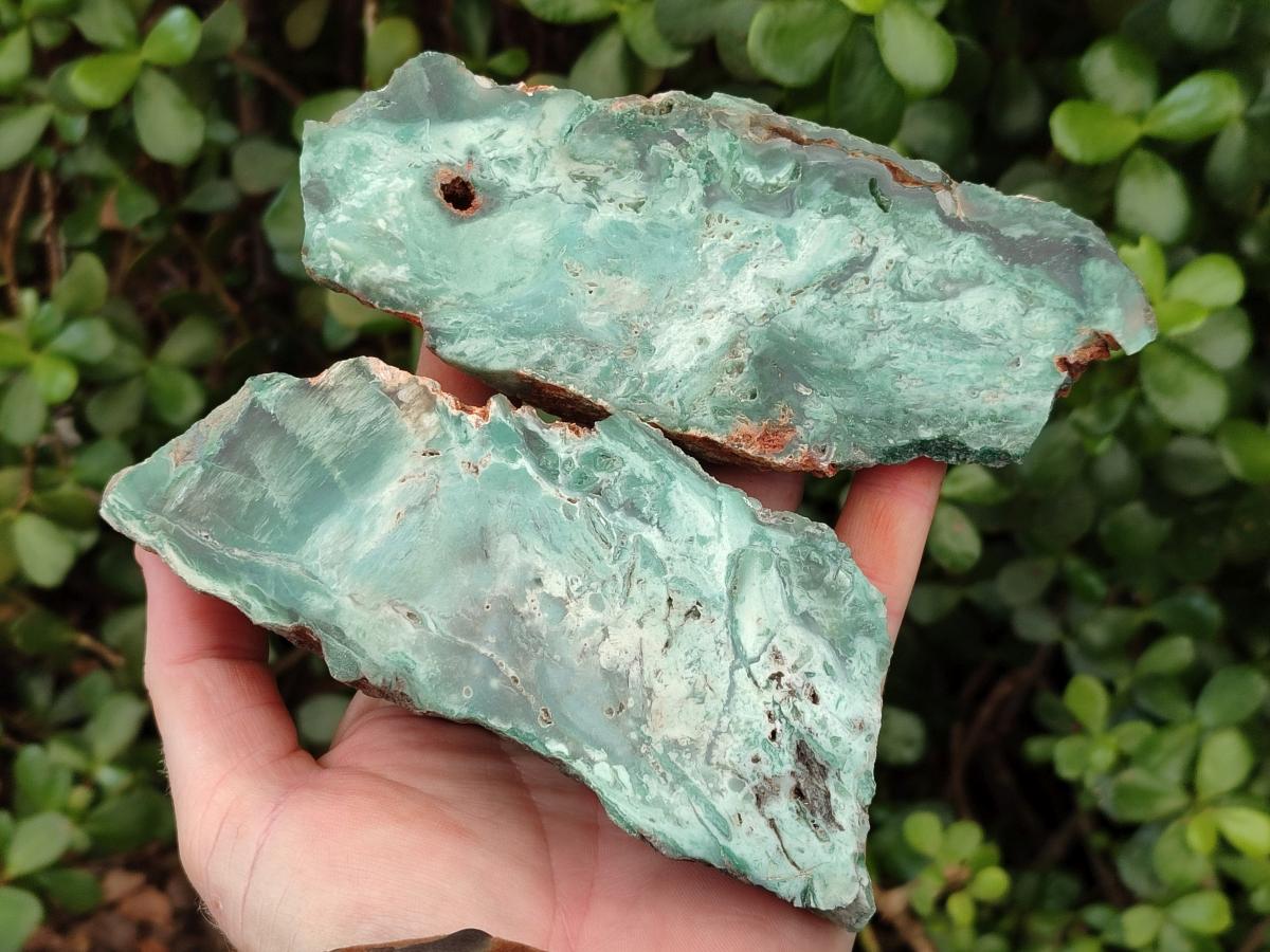 Polished One Side Great Dyke Mtorolite Chrysoprase Slices x 6 From Great Dyke Mountain Range, Zimbabwe - Toprock Gemstones and Minerals 