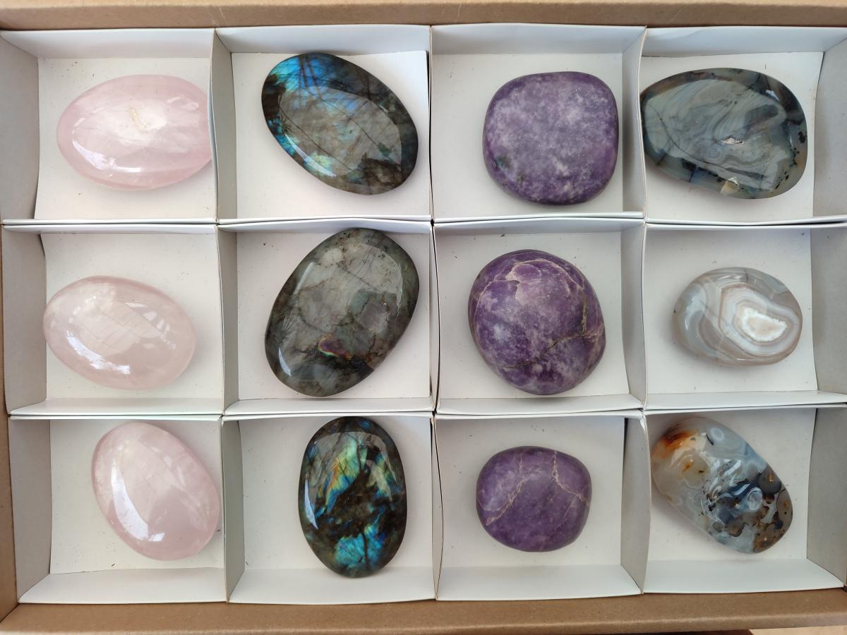 Polished Mixed Multi Mineral Galets x 12 From Southern Africa - Toprock Gemstones and Minerals 