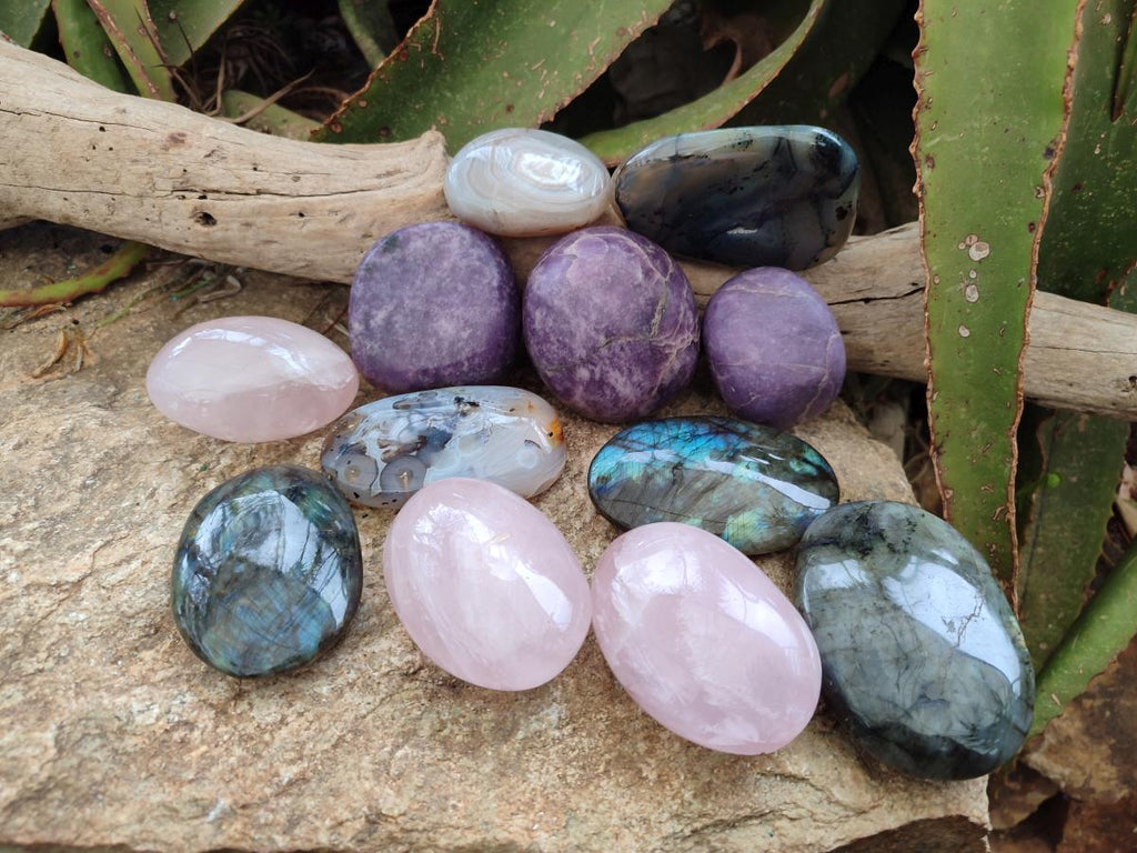 Polished Mixed Multi Mineral Galets x 12 From Southern Africa - Toprock Gemstones and Minerals 