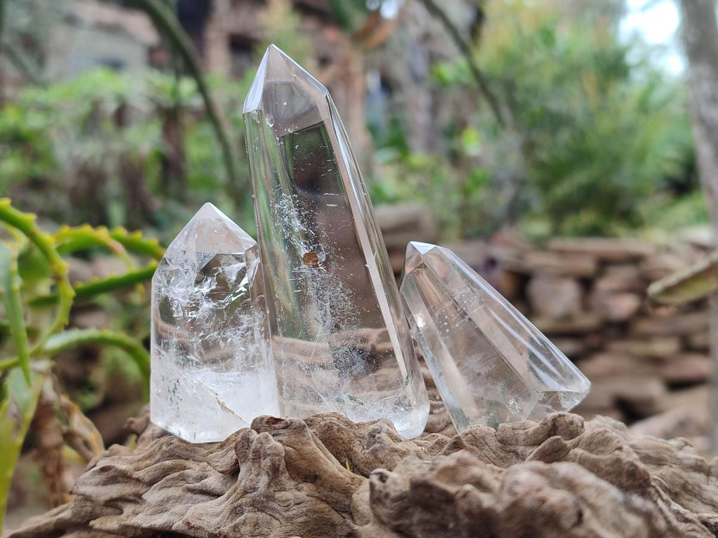 Polished Clear Quartz Crystals with Inclusions x 12 From Madagascar - Toprock Gemstones and Minerals 