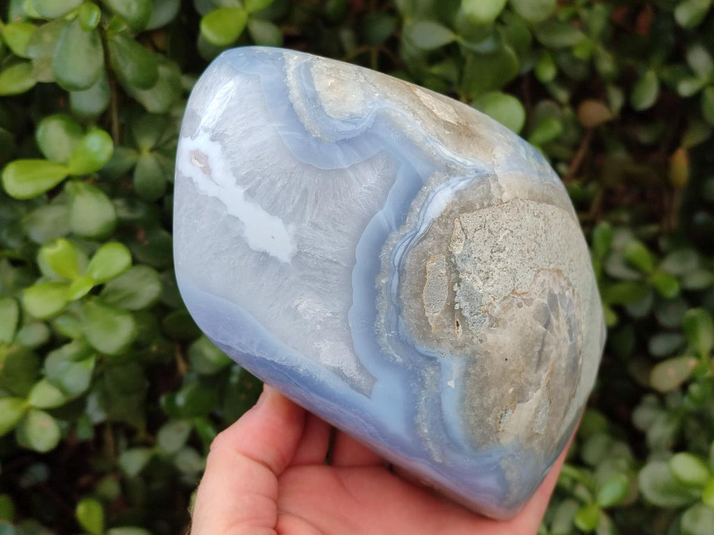 Polished Blue Lace Agate Standing Display Piece x 1 From Nsanje, Malawi - Toprock Gemstones and Minerals 