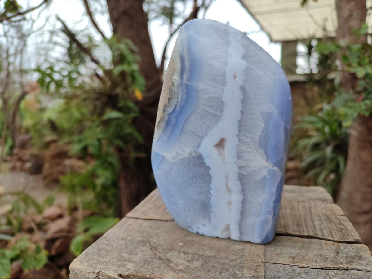 Polished Blue Lace Agate Standing Display Piece x 1 From Nsanje, Malawi - Toprock Gemstones and Minerals 
