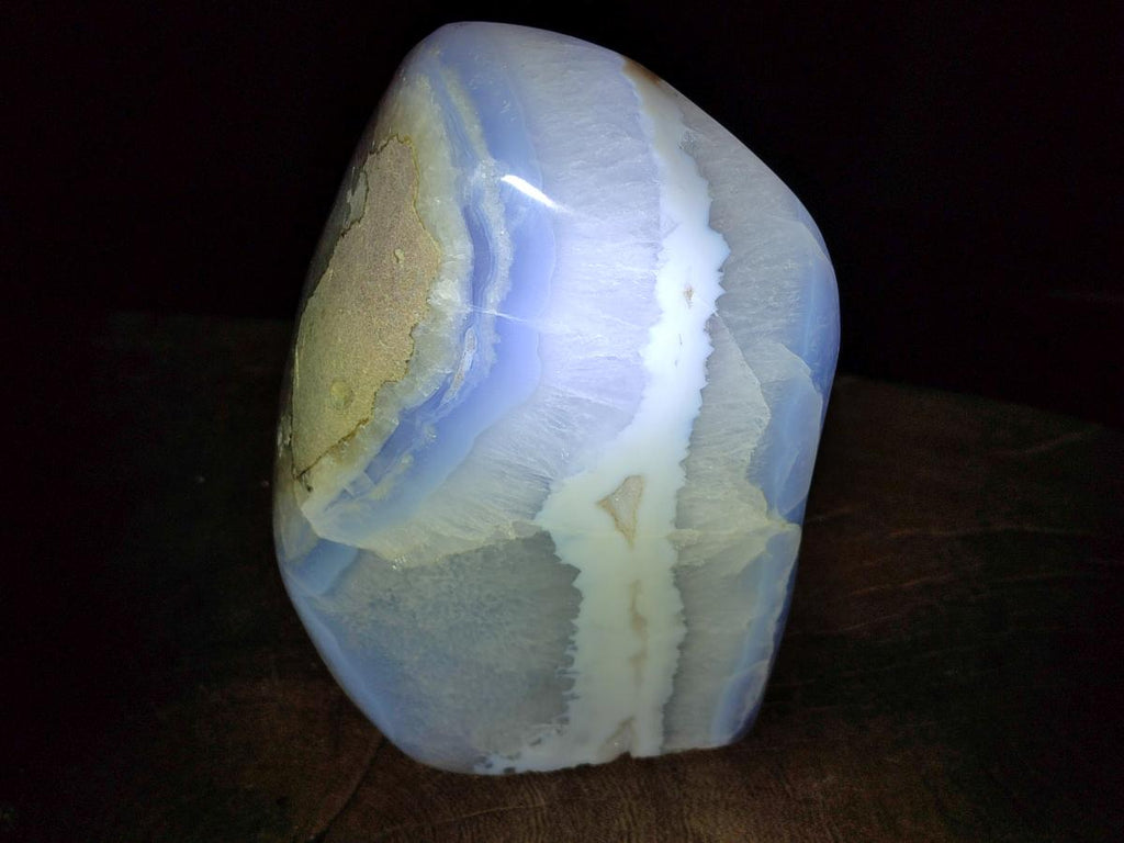 Polished Blue Lace Agate Standing Display Piece x 1 From Nsanje, Malawi - Toprock Gemstones and Minerals 